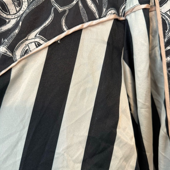 We Are Hah HAHT Striped Printed Button Down Satin Long Sleeve Pajama Shirt Sz XL - Picture 9 of 12